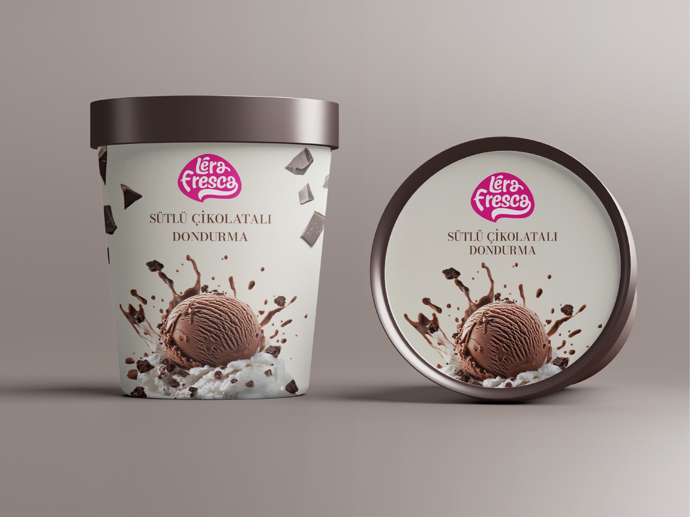 Lera Fresca Sütlü Çikolatalı Dondurma pot and lid