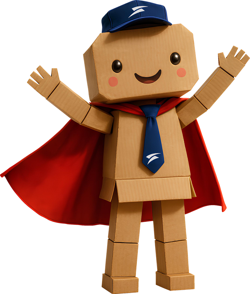 Kutu Adam, the S&uuml;rat Kargo mascot, waving with both arms raised